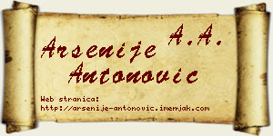 Arsenije Antonović vizit kartica